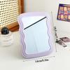 Corrugated Desktop Makeup Mirror Solid Color Simple Portable Handheld Makeup Mirror Foldable Student Compact Cute Mirror