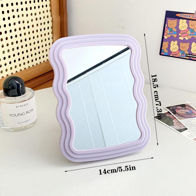 

Гофрированное настольное зеркало для макияжа, однотонное, простое, портативное, складное, студенческое, компактное, симпатичное зеркало фиолетовый