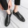 Quality Casual Men Leather Oxford Shoes Fashion Lace-up Wedding Men Brogue Shoes Male Formal Business Gentleman Office Low Shoes
