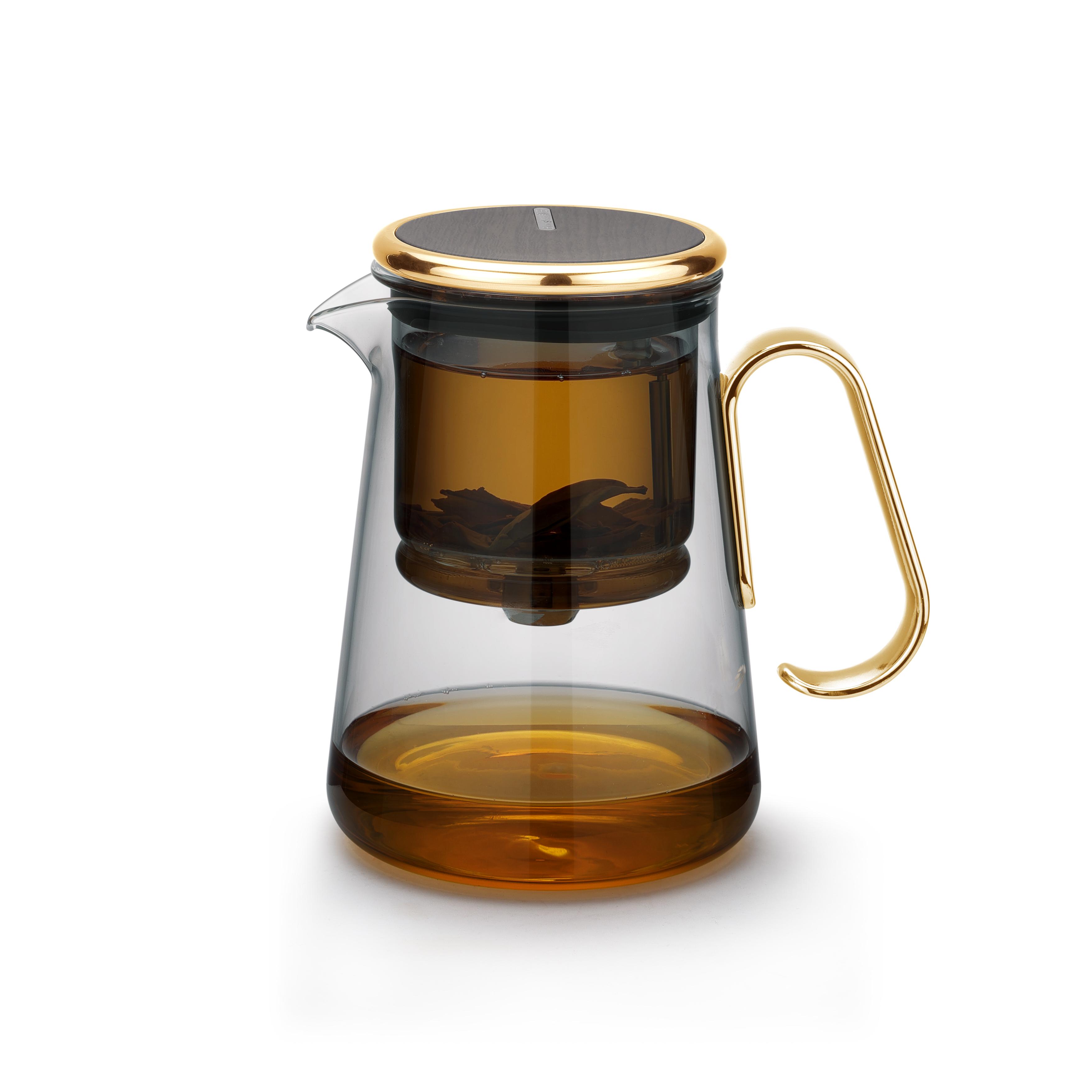 Teapot with Glass Filter, Tea Maker,Magnetic switch tea maker, 700ml (23.67oz) color box золотистый