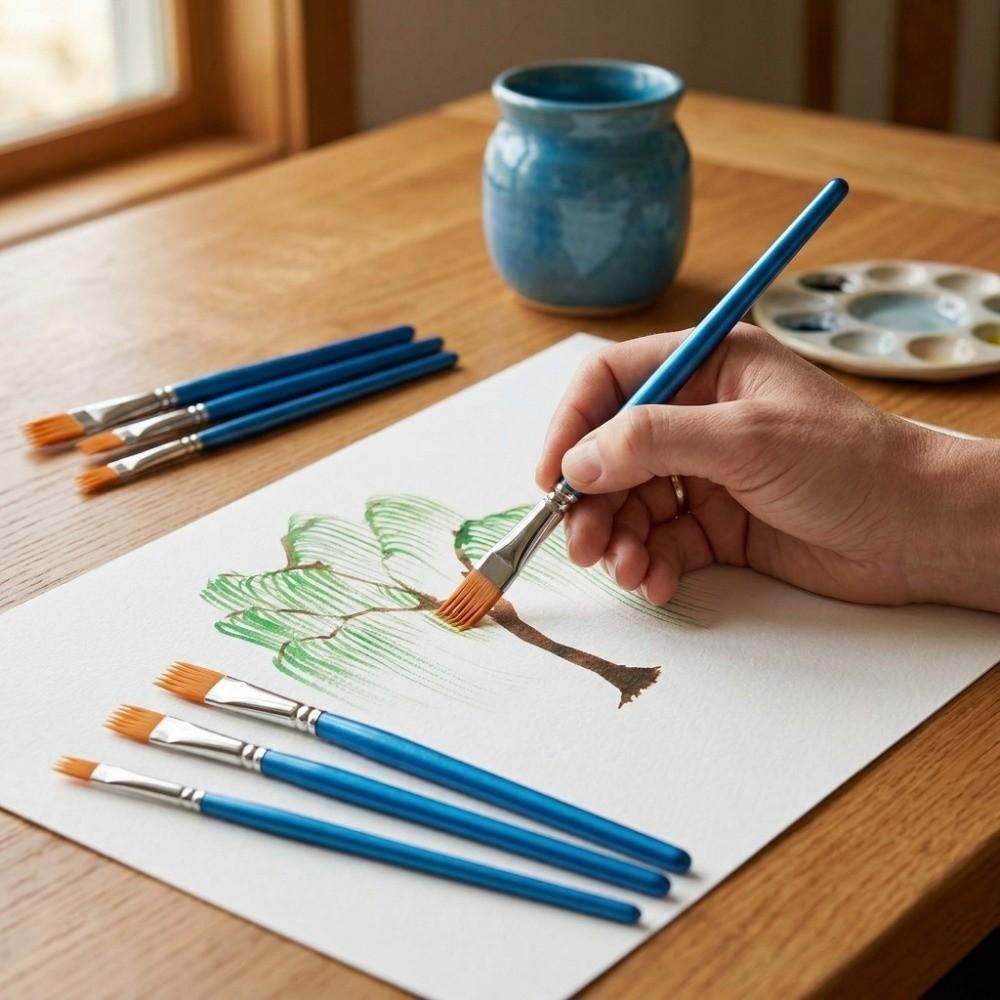 4Pcs Nylon Bristles Watercolor Brush Set Multi-toothed comb Grainer Brush Set  Greeting Cards