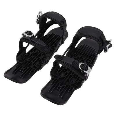 One Pair Mini Short Ski Skates Black Easy Direction Control Adjustable Short Mini Ski Skates for Snowboard Skiing