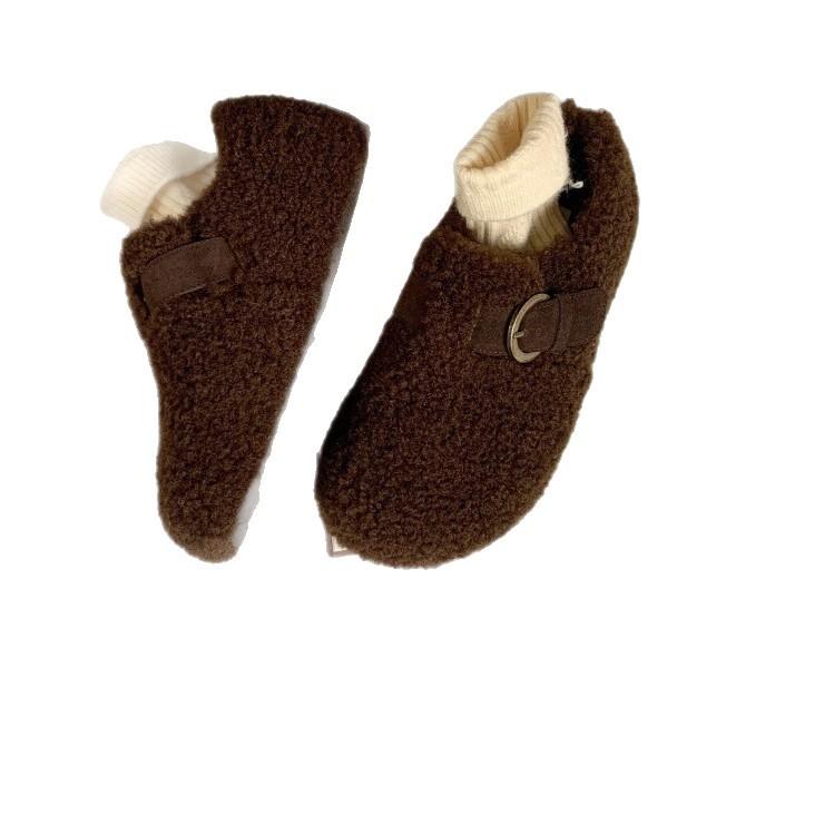 In the Autumn and Winter of 2025, the New Korean Version of Fashion Fairy Wind Fluffy Shoes, Female One-pedal Warm and Velvet Bag Head Cotton Shoes