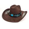 Retro Broderad Western Denimhatt Herr- Och Damhatt Tibetskt Suede Jazzhatt Europeisk Och Amerikansk Stil Hög Hatt