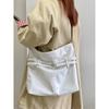 IELGY Korean Version Oil Leather Large-Capacity Tote Bag All-Match One-Shoulder Mess