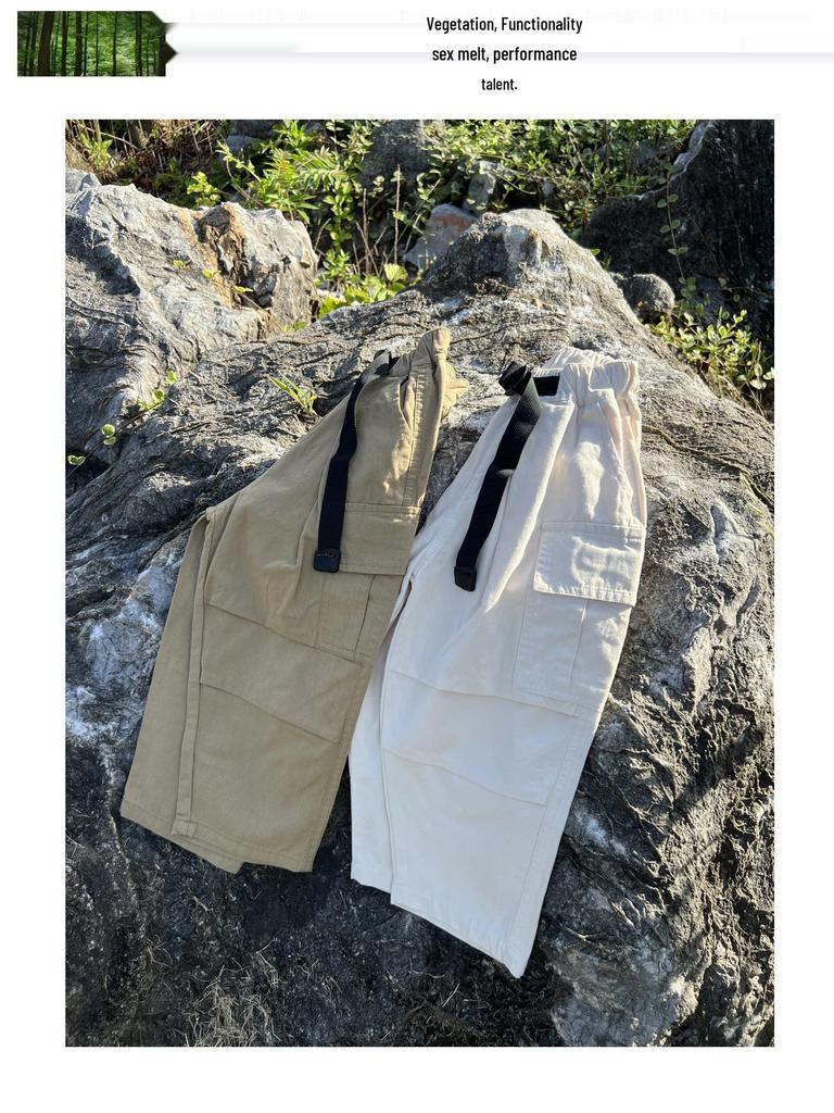 2025 Autumn Kids' Japanese Straight-Leg Loose Cotton Cargo Pants