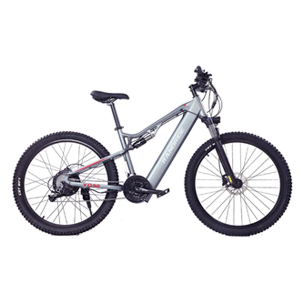 Randride YG90B Electric Mountain Bike, 1000W, 48V 17Ah, 27.5"x2.4" Fat Tire, 21-Speed, Full Suspension,  Hydraulic Brakes