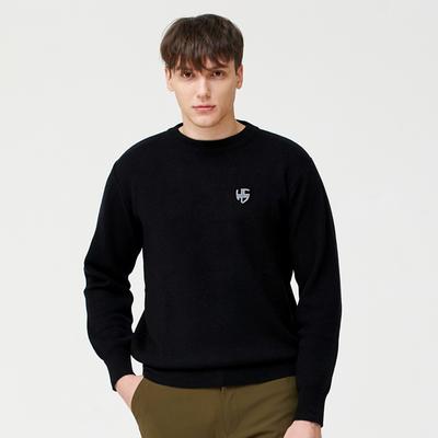 HENRY STUART Men'S Solid Knit Sweater Black