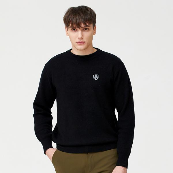 Henry Stuart Men S Solid Knit Sweater Black Black/L