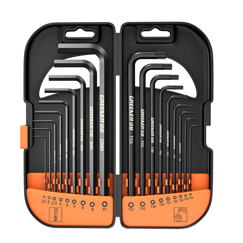 Greener 18-piece Industrial Hex Key Wrench Set