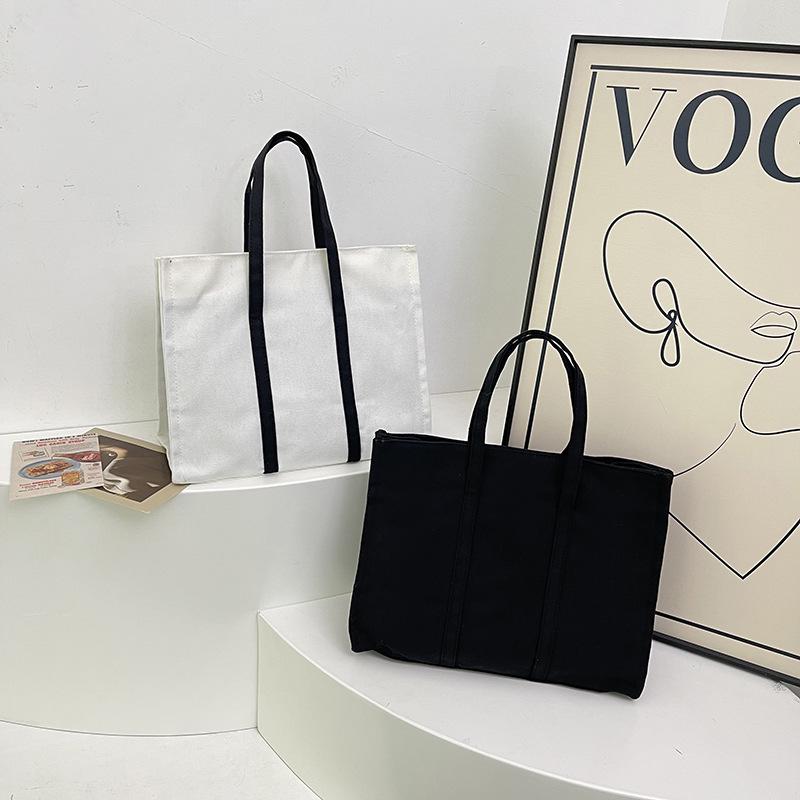 

Versatile Japanese & Korean Fashion Large Canvas Tote Bag for Women білий