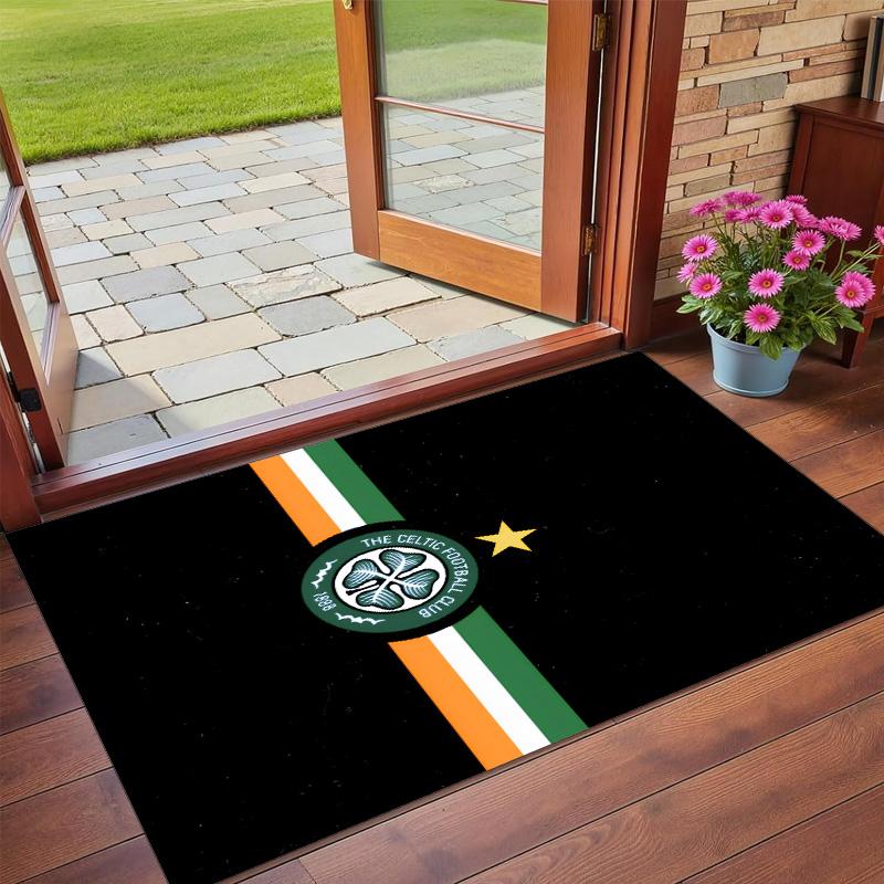 Rutschfester Kristall-Samt-Bodenläufer, Teppich im Celtic FC Design für Innenräume, Wohnzimmer, Schlafzimmer, Heimdekoration