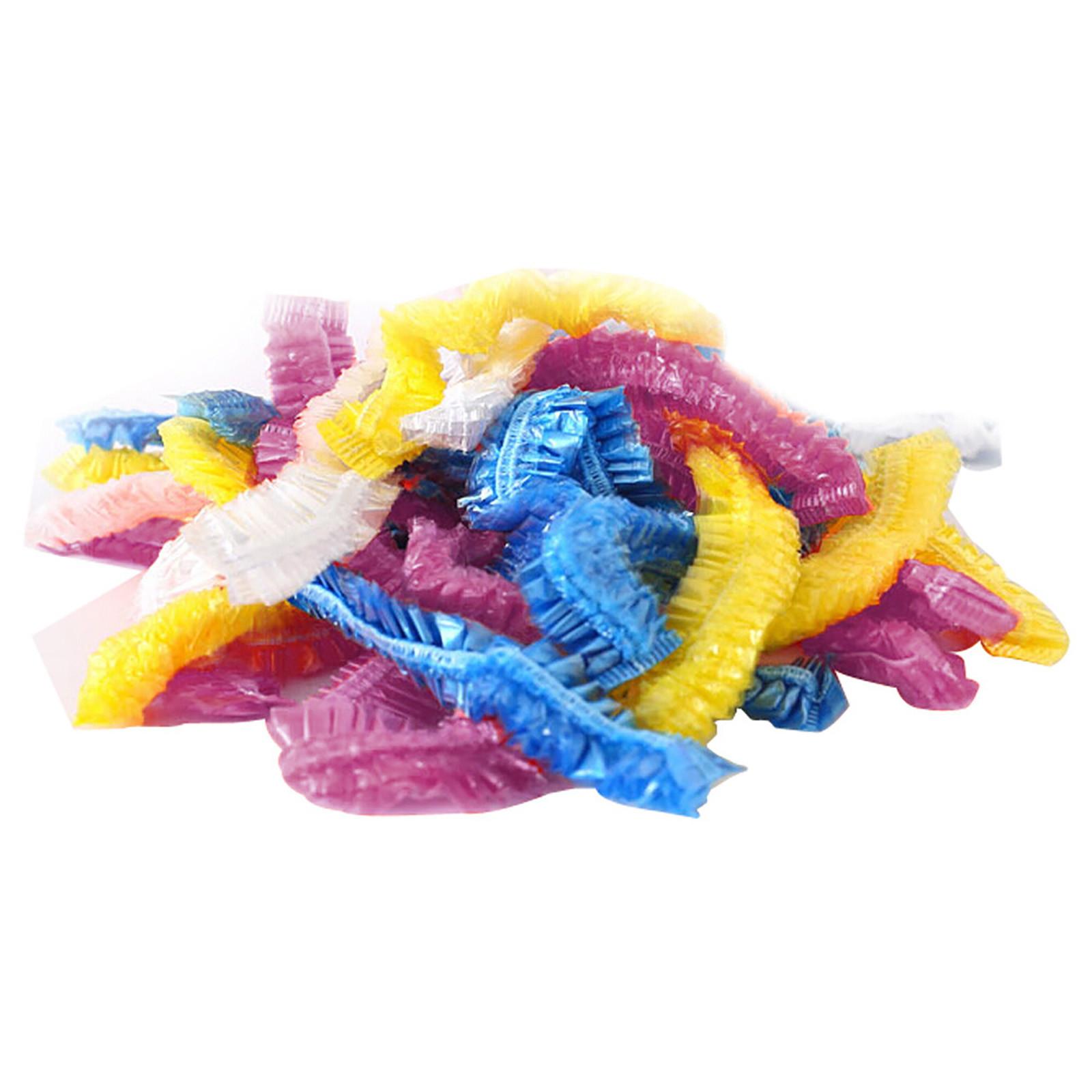 

100 шт. прозрачные одноразовые пластиковые шапочки для душа и ванны для спа-салона One Size жёлтый