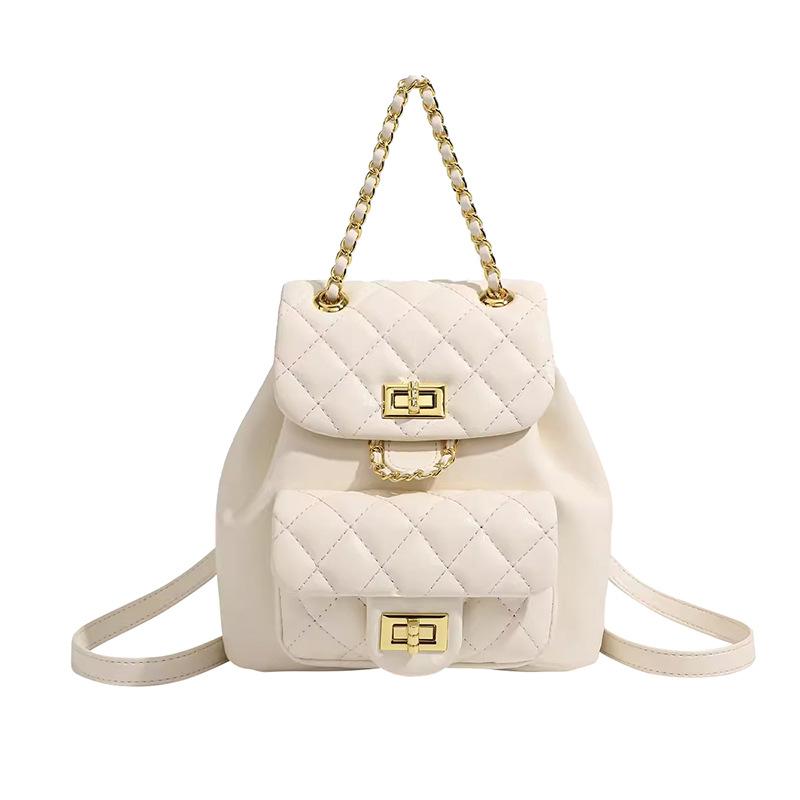 Sac à dos chaîne Xiaoxiangfeng Nouveau sac à dos de niche pour femme Sac à main Grille diamant Multifonctionnel et élégant Polyvalent Sac à dos de voyage à une épaule