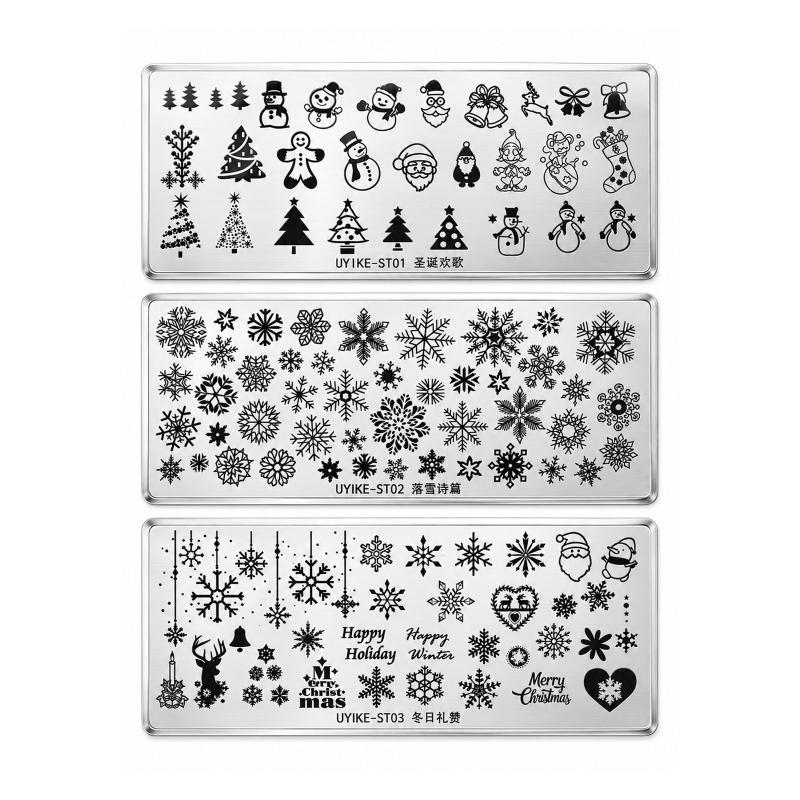 1/3Pcs Christmas Nail Art Stamping Plates Clear Patterns Easy Transfer Reusable Perfect For Diy Holiday Manicure Home Salon Use