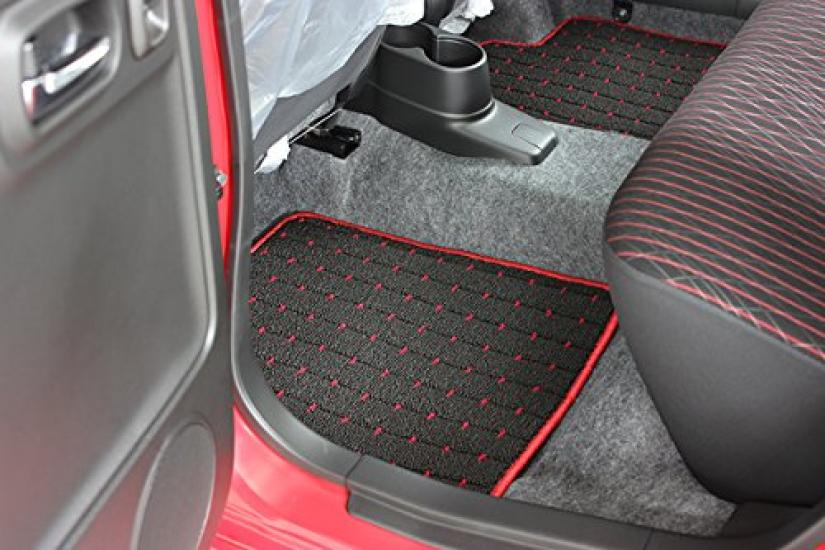 MONSTER SPORT Floor Mats for Alto Black x Works/Turbo RS/Alto [HA36S] 5AGS/CVT vehicles, Red, 894550-7300M