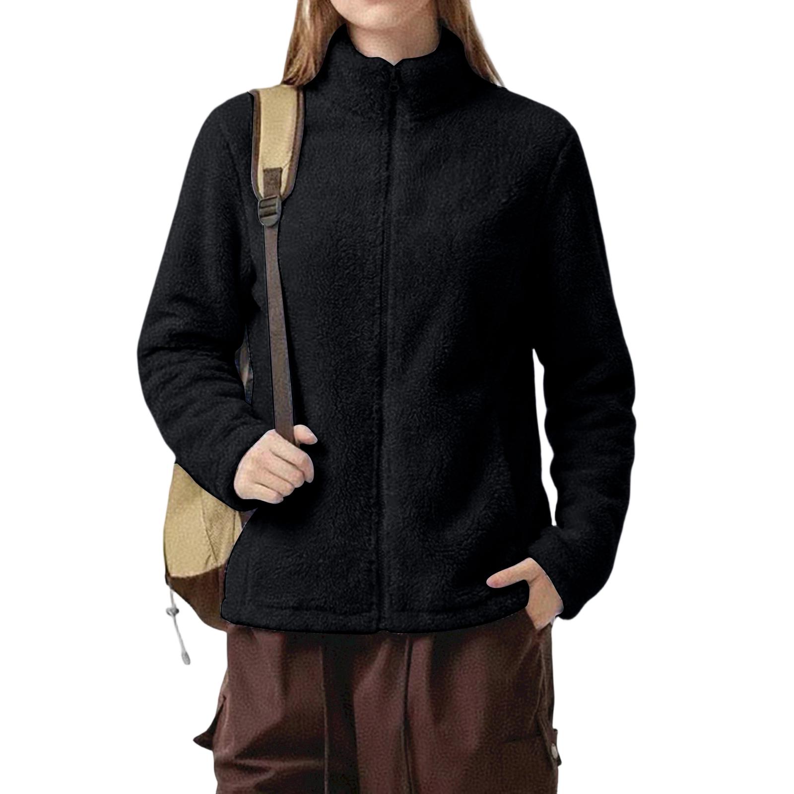 Women s Color Quilted Long Sleeve Stand Collar Zip-Up Jacket for Cold L