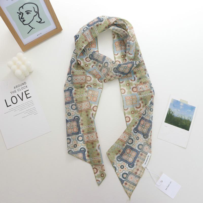 2025 Nische Persönlichkeit Colorblock Seidenschal: Vielseitiges und modisches dünnes Krawattenband-Accessoire für Damen