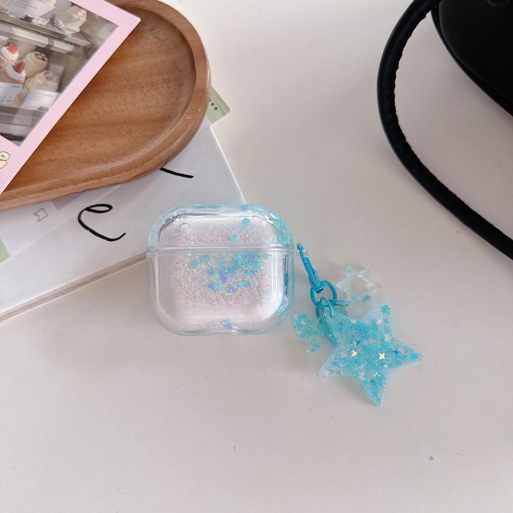 New AirPods Case with Liquid Glitter Sand & Handmade Pendant (Glitter Liquid, 3D Design, Cute Protective Cover)