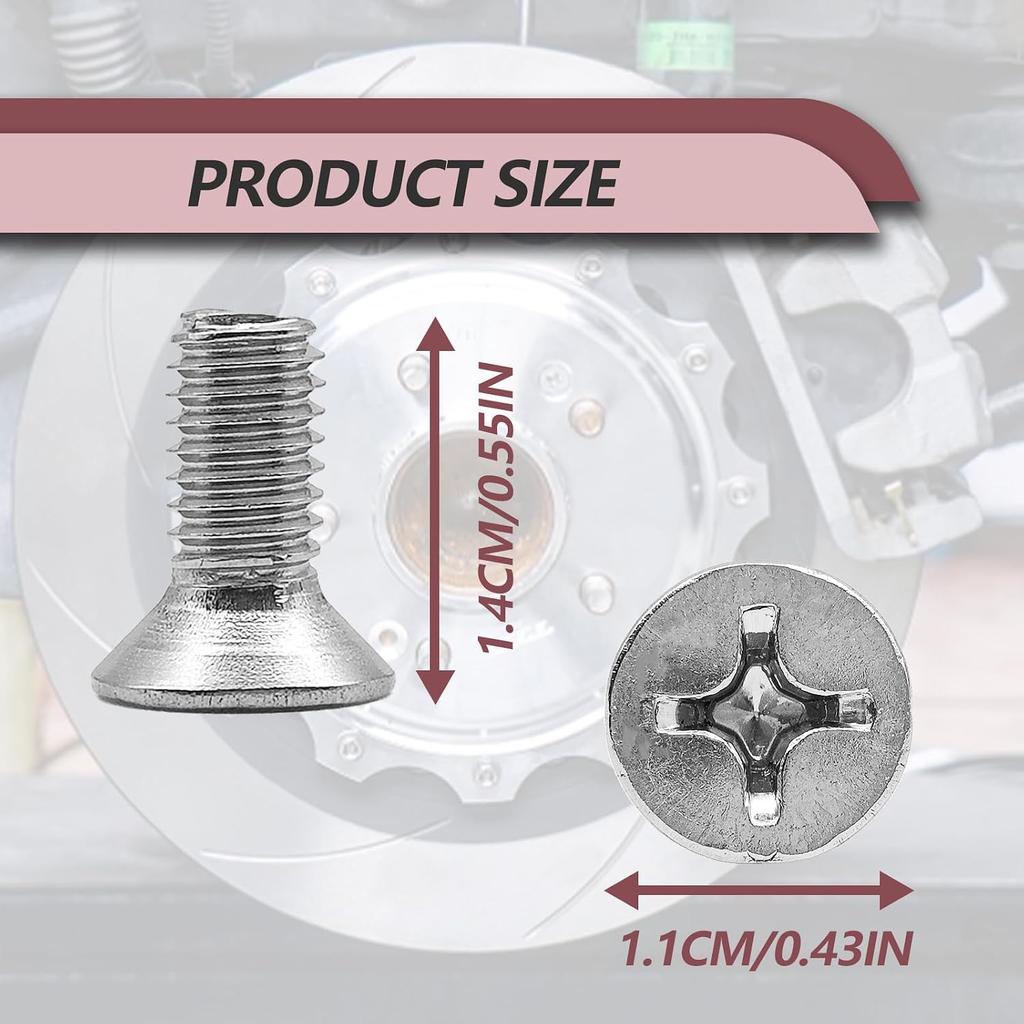 Pleoos Stainless Steel Brake Disc Rotor Screws, Screw Rotor Brake Disc Retaining Compatible With Honda, Acura, Hyundai and Kia Models, Stainless