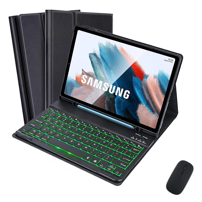 Compatible 2025 Samsung S11 Seven-Color Luminous Bluetooth Keyboard Case for Galaxy SM-X736 Silicone Tablet