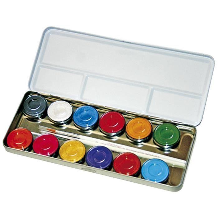 Water-based Makeup - Eulenspiegel - Multicolor - 12 Pearlescent Colors - 42 Ml - 2 Brushes Included