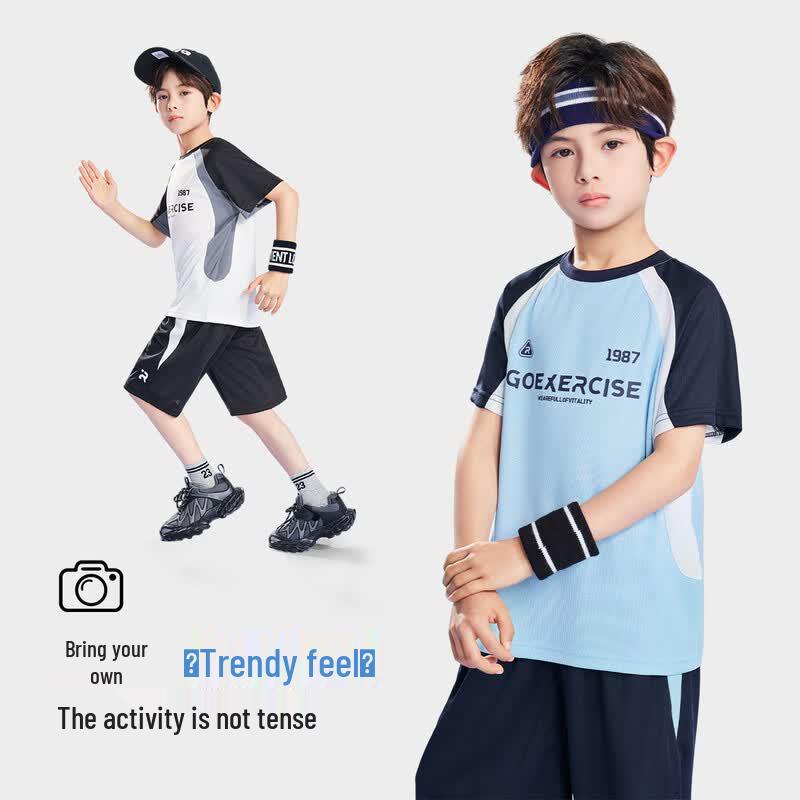 Romamon Boys' 2026 Summer Lightweight Short Sleeve & Shorts Set