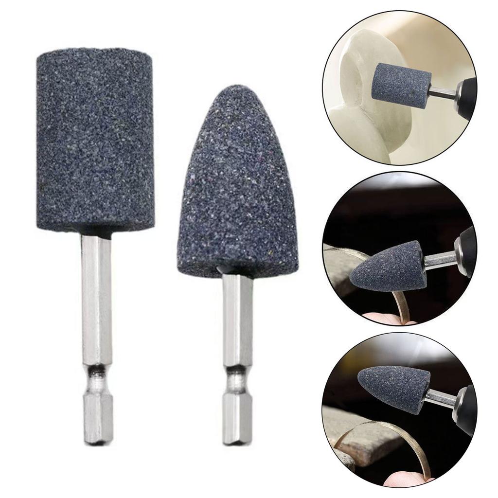 2Pcs Grinding Head Hexagonal Shank Grinding Wheel Sharpening Head Portable Grinding Drill Tool For Metal Machinery