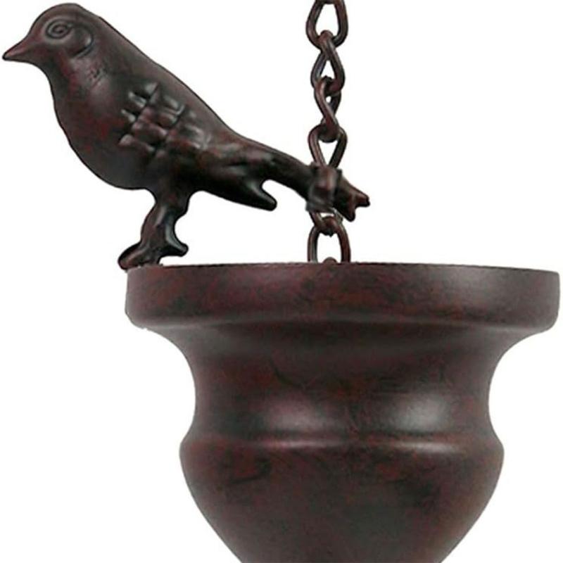 Gartenvogel-Regenkette Metall-Wasserablauf mit Haken, Vertikale Dachrinnen-Alternative für Veranda Balkon Pavillon und Außenbereich Hausgebrauch,