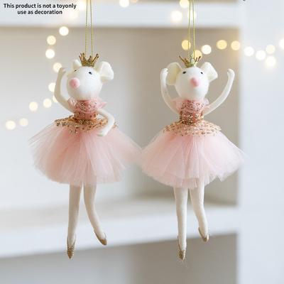 Christmas Decoration Hanging Decorations, Pink Mesh Dress Gold Crown Christmas Mouse Creative Hanging, Christmas Tree Hanging Decorations