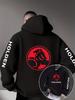 Classic Circular Lion Logo Men Hip Hop Sports Hoodie Letter Print On Both Sleeves Front And Back Dual Pattern Loose Oversized Street Sweatshirt