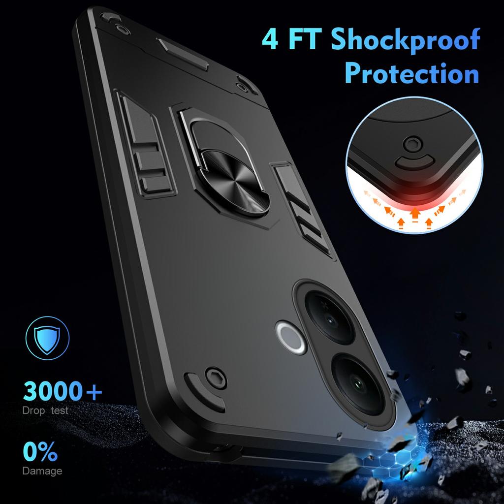 For vivo V60 Lite 4G/5G Case PC + TPU Drop Defend Phone Cover with Ring Kickstand