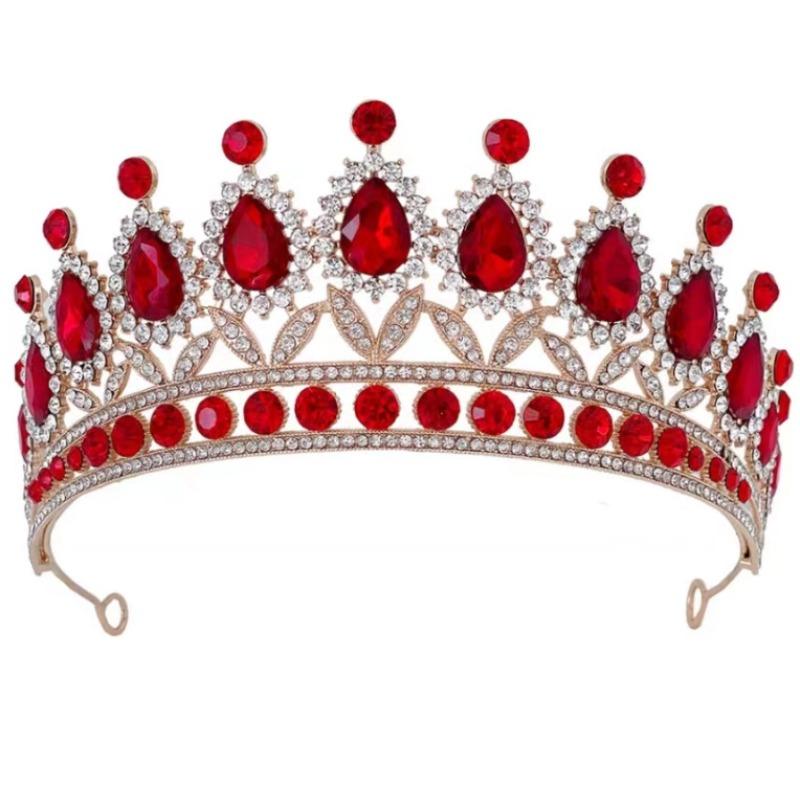 Wedding Tiara Bridal Crown Baroque Water Drop Crystal Crown Birthday Wedding Color Crystal Alloy Large Crown