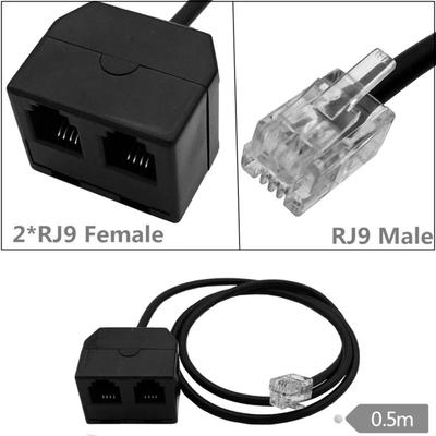 Adattatore di Allenamento Telefonico RJ9 Sdoppiatore a Y RJ9 4P4C Maschio a 2xRJ9 Femmina Adattatore per Connessione 2 Cuffie in Telefono IP