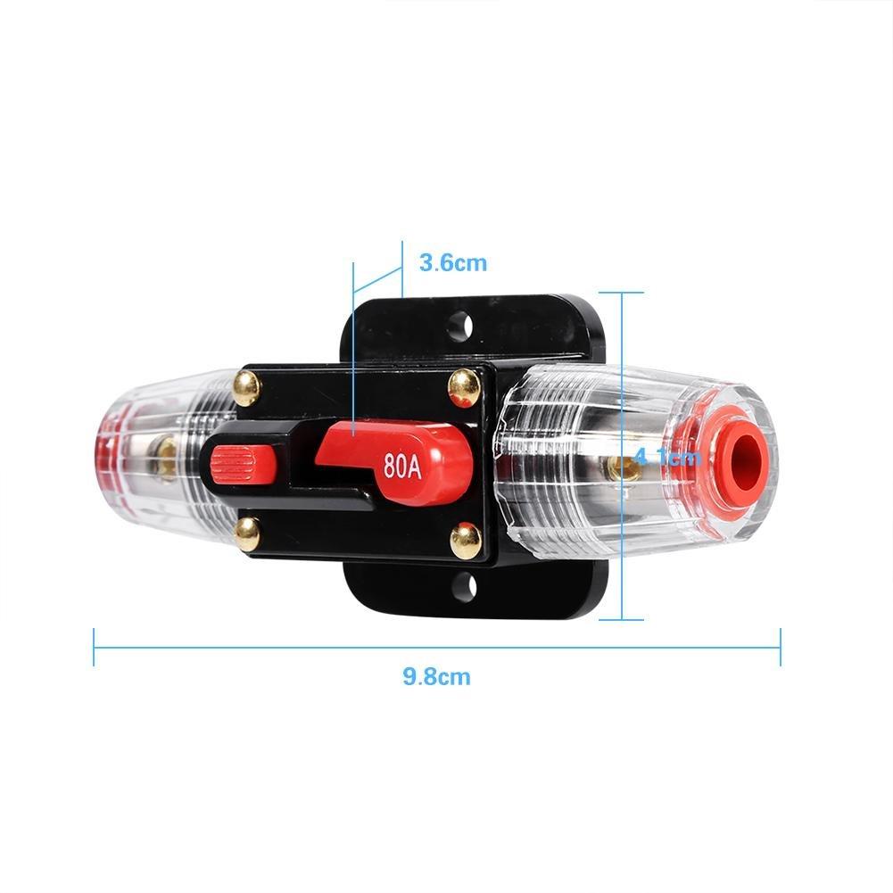 Circuit Breaker Reset Fuse Holder, Qiilu Circuit Breaker Set Fuse Holder Carbon Fuse Holder Waterproof 12-24V 50Amp -100Amp (80A-Black)