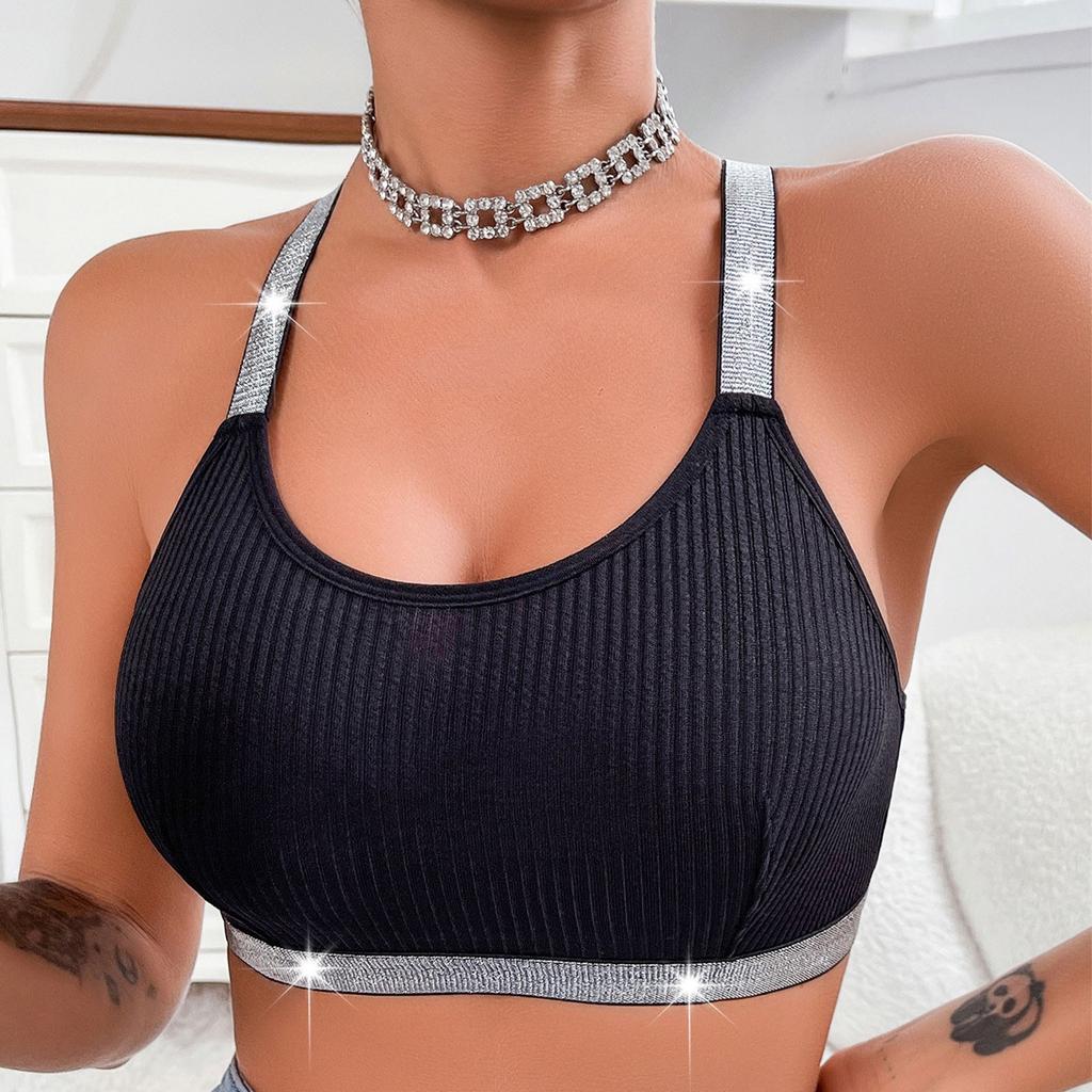 Women's Bra Underwear Beautiful Back Gathered Side Y-shaped Ribbon Outer Wear Vest Top