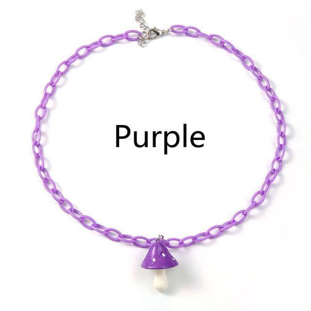 

Ювелирные изделия, богемное геометрическое милое дикое милое ожерелье с грибами ярких цветов, цепочка на ключицу, акриловый кулон фиолетовый