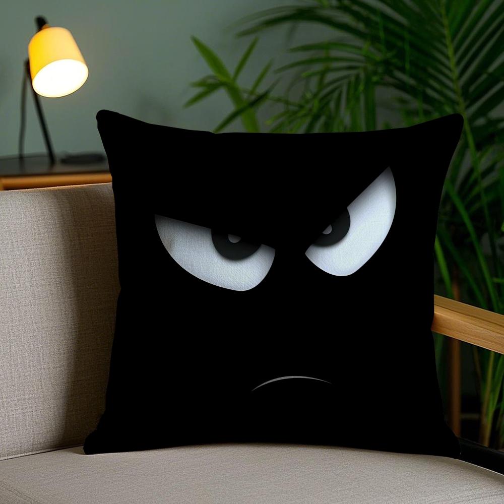 Black Emoticons Cushion Cover Soft Short Plush Double-Sided Printing Home Decor Machine Washable Pillow Case Gift
