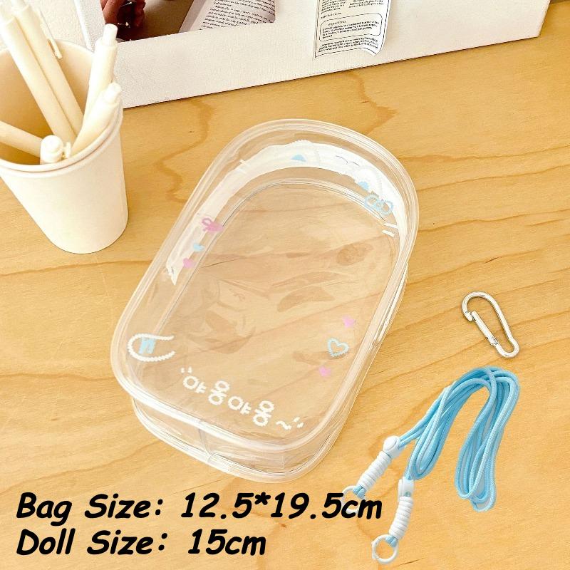 Original Design Transparent PVC Storage Bags for Women Kawaii Doll Storage Bag with Colorful Lanyard Plush Doll Display 2025 New