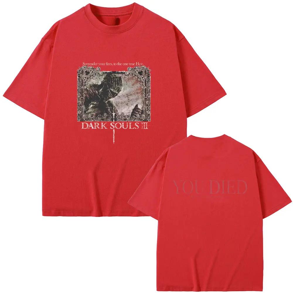Game Dark Souls Graphic T-shirt Men Women 90s Vintage Gothic Rock Oversized Streetwear Male Punk T Shirts Tops
