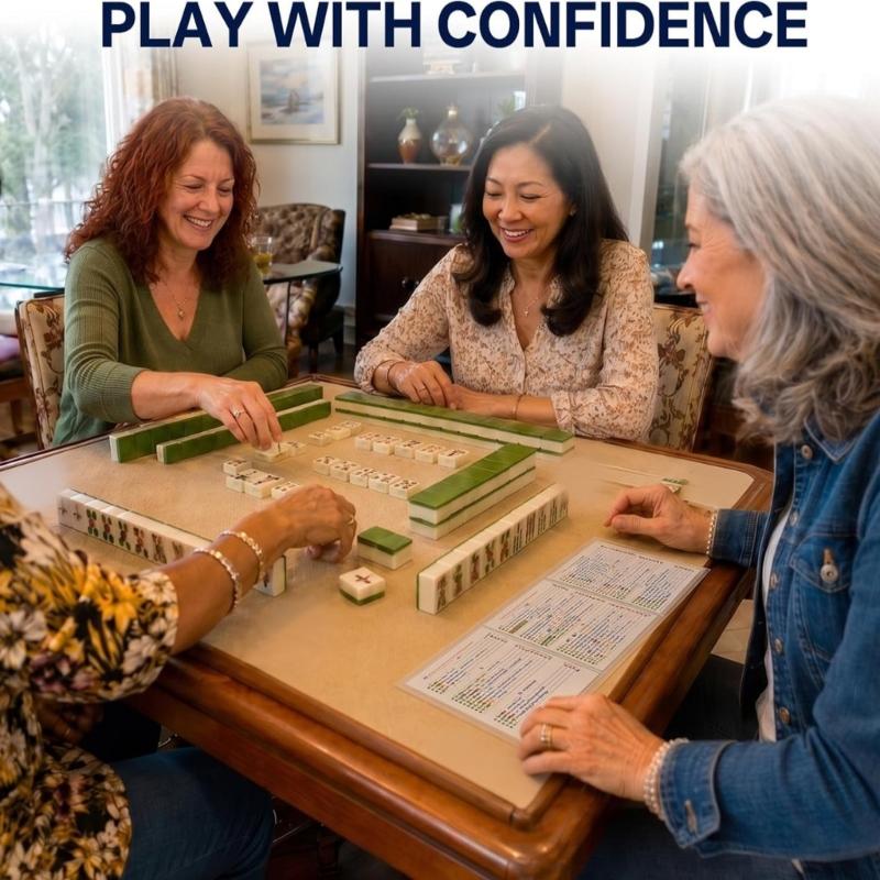 Three-Side Mahjong Score Card Sleeve, Clear PVC Cover with One Open Side for Inserting, Removing, and Viewing Game Reference Information, 1 pc