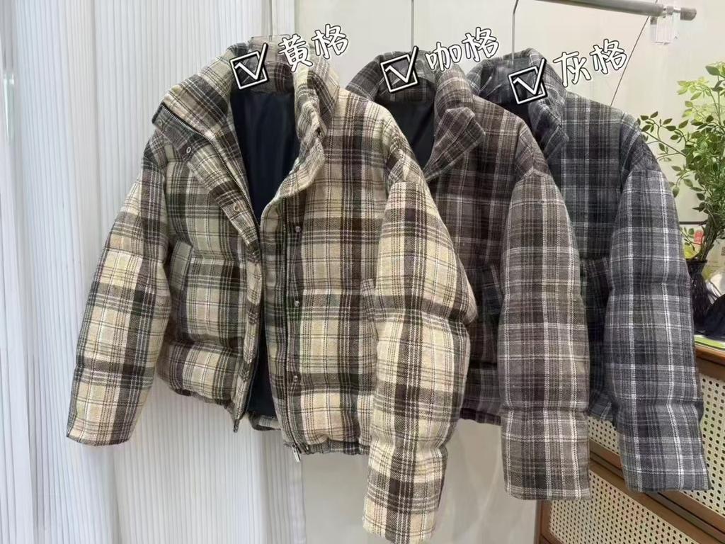 European classic plaid white duck down down bread clothes women's fashion thickened warm small coat tide