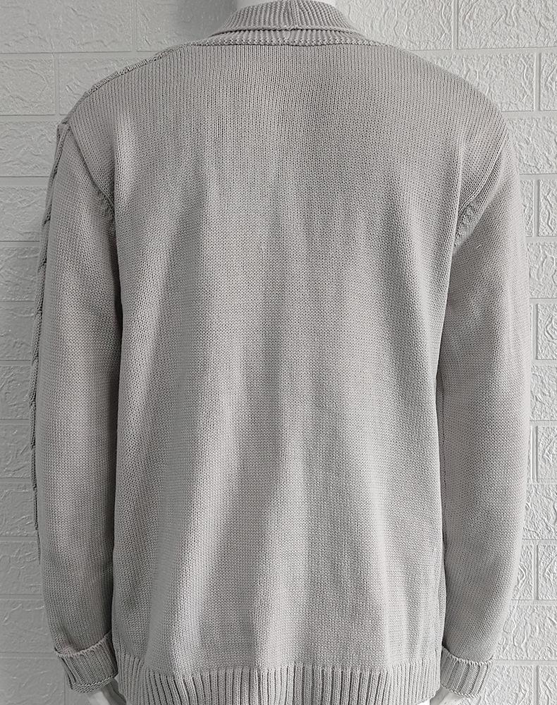 Pánský svetr s výstřihem do V ve velké velikosti, úzký pletený svetr, jednobarevný, na knoflíky, podzimní móda