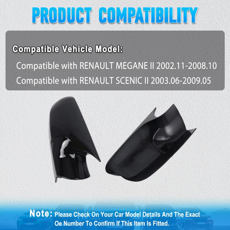 Car Exterior Side Rearview Mirror Cover Trim for RENAULT MEGANE II 2002-2008 SCENIC II 2003-2009 8200217947 8200246786