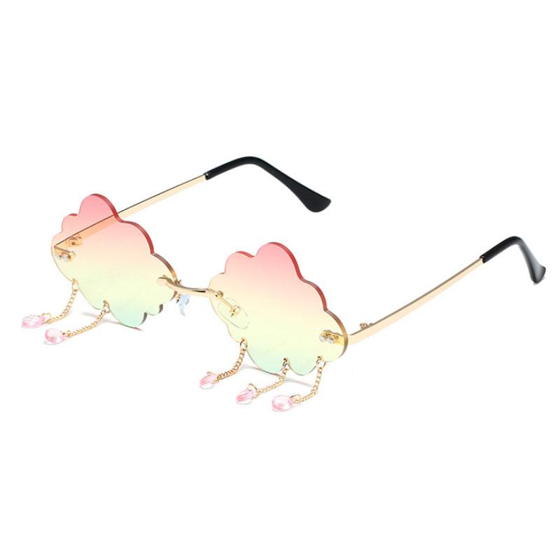 Vintage Clouds Tassel Ladies Sunglasses Steampunk Rimless UV400 Women's Fashion Shades