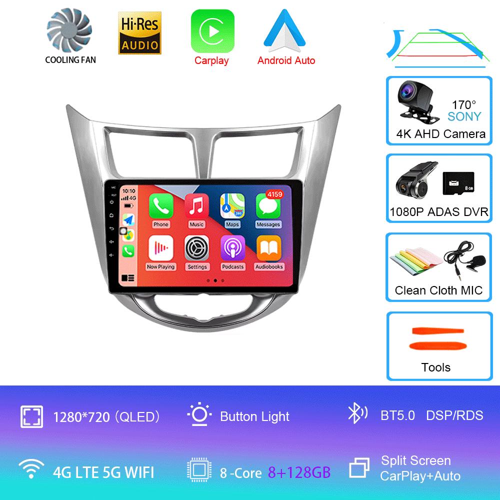 Android14 Carplay Auto For Hyundai Solaris Verna Accent 1 2010 2011 2012 2013 -2016 Multimedia Player Car Radio DSP Stereo 2 Din