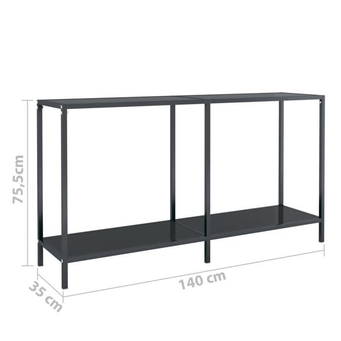VidaXL Table console Noir 140x35x75,5 cm Verre trempé 331695