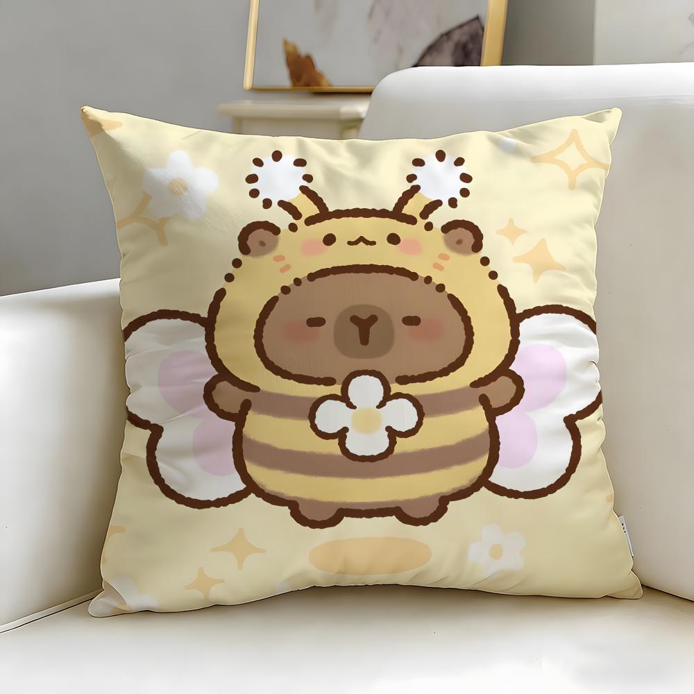 classic animal Capybara Cushion Cover Soft & Easy-Wash Pillow Case – Versatile for Couch, Bed, Travel and Office