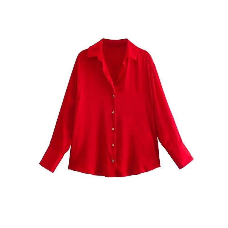 Kaslead New Arrival Women's Fashion Style Fashion Minimalist Stripes Print Satin Shirt 8503812