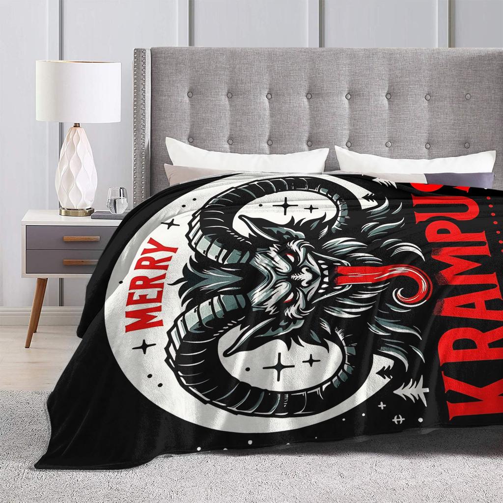 Soft Blanket Travel Office Merry Krampus Horror Bedding Throws  Flannel Bedspread For Couch Chair Street Trend Sofa Bed Cover